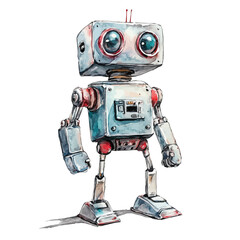 watercolor of Autonomous Robot, vector, isolated on a white background. © AMIDCO