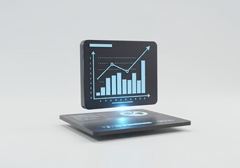 Futuristic Holographic Display Showing Business Growth Chart