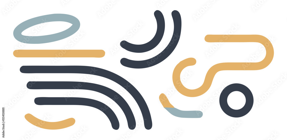 Poster Clean minimal abstract line shapes in rounded modern curves and arcs, geometric soft graphic design elements for creative layouts.