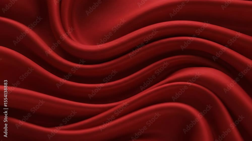 Aufkleber deep red silk fabric texture with waves and folds abstract background