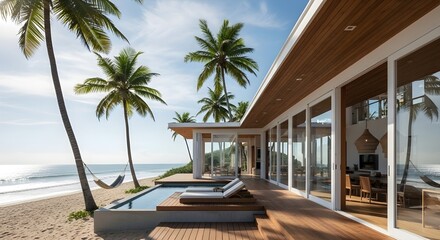 Title: "Luxury Glass Beach House - Oceanfront Modern Paradise"

