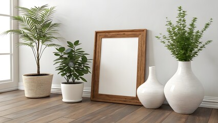 A modern living room boasts a large window framing a vibrant indoor plant in a decorative pot, blending nature with contemporary home design