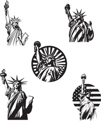 4th july american independence day silhouette vector set