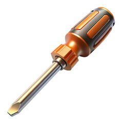 Orange and Black Screwdriver Tool Illustration for Construction and Repair with Transparent Background
