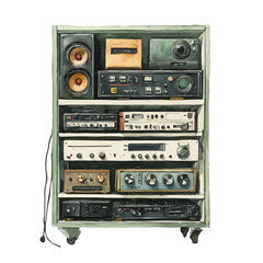 Audio Rack, watercolor vector, isolated on a white background.