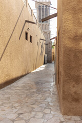 April 1, 2024 Dubai, UAE. The streets of Dubai, a quiet and calm street with local flavor.