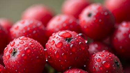 Fresh red berries with a little dew, shown in close-up