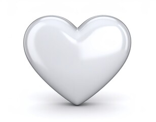 Glossy White Heart with Soft Shadows