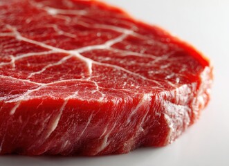 Fototapeta premium raw beef marbling texture top view on white background