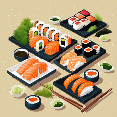 Pixel Art Sushi Cinemagraph: A Dynamic Culinary Experience