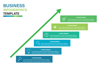 Business infographic template. Business infographic design with 6 steps. Infographic of business strategy which can be used for presentations banners, workflow layout, annual report, web design.