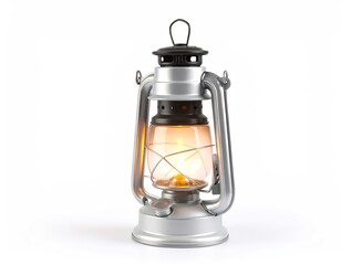Classic Metal Kerosene Lantern Isolated on White