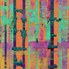 Electric Vineyard Fresco Glitch Art