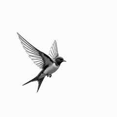 a swallow in dynamic flight, highlighting its sleek wings, forked tail, and bold contrast. Perfect for nature lovers, the high-quality design captures motion and elegance