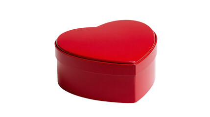 a red heart shaped box with a lid