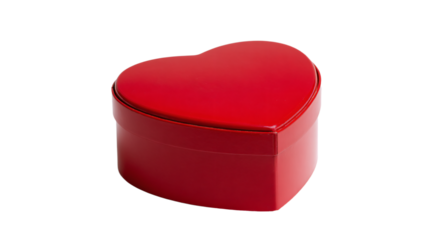 a red heart shaped box with a lid