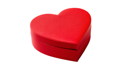 a red heart shaped box with a lid