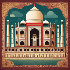 Retro Grain Style Taj Mahal Puppet Animation