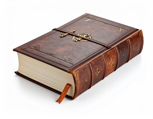 Antique Leather-Bound Book with Golden Cross Closure