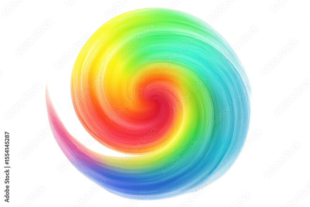 Poster rainbow swirl creating a vibrant and colorful circular pattern, perfect for design projects needing 