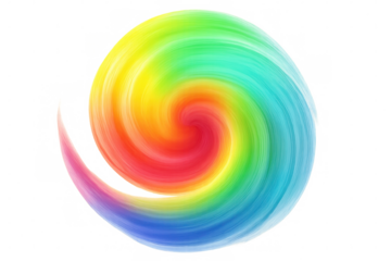Rainbow swirl creating a vibrant and colorful circular pattern, perfect for design projects needing a touch of energy and dynamism