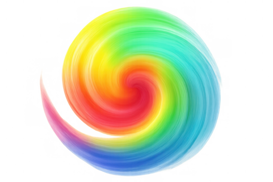 Rainbow swirl creating a vibrant and colorful circular pattern, perfect for design projects needing a touch of energy and dynamism