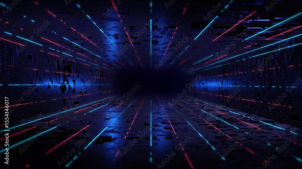 Aufkleber 3d cyber neon tunnel futuristic abstract sci-fi tunnel technology big data cloud computing backgroun
