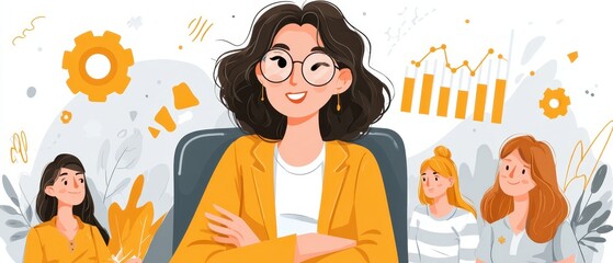 Focused team leader guiding colleagues through evolving charts in dynamic business environment