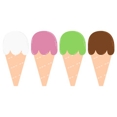 Ice cream bundle with four various flavor including chocolate, matcha, vanilla and strawberry with it's crunch delicious cone. 