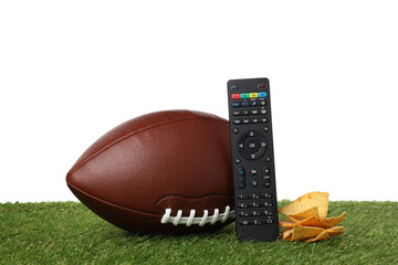 PNG, Rugby ball with remote control, isolated on white background