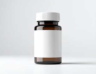 Brown Pill Bottle with Blank White Label