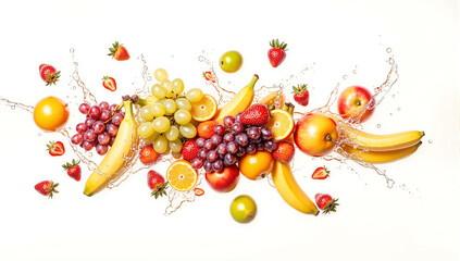 banana fruit splash green grapes red grapes apple and banana combo fresh strawberries citrus fruits orange and apple juicy banana bunch fruit mix splash pomegranate fruit vibrant fruit 