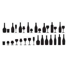 A set of wine glass cup in silhouette

