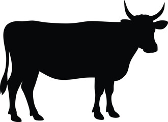 Cow silhouette, Black cow silhouette, animal silhouette