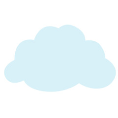 2D flat illustration of a soft blue cloud with rounded shape, representing calmness, weather, and peaceful elements for various themes.