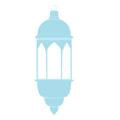 Classic blue Islamic lantern with pointed top, arched cutouts, and minimalist design suitable for Ramadan, Eid, or decorative themes.