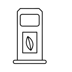 Simple Black and White Illustration of an Eco-Friendly Recycling Bin with a Leaf Emblem Clean Outline Style