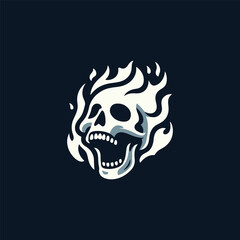 Skull screaming fire logo