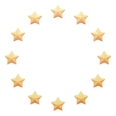 Twelve twinkling stars are arranged in a circle. 3d rendering illustration icon.