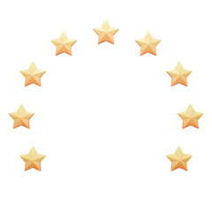 Nine twinkling stars are arranged in a circle. 3d rendering illustration icon.