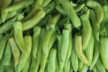 banana pepper fritters or chili fritters or mirchi bajji, or Capsicum cultivars in the  shop