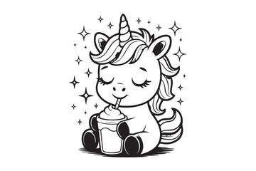 cute unicorn illustration vector