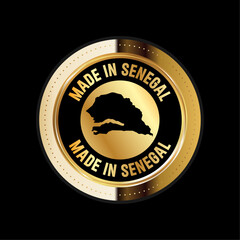 Map of Senegal. Vector illustration. Logo, Icon, and Symbol. Senegal map gold seal. 