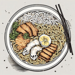 Rotoscope Art: Skeletal Outline Style Ramen