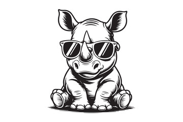  Rhino sunglasses illustration vector