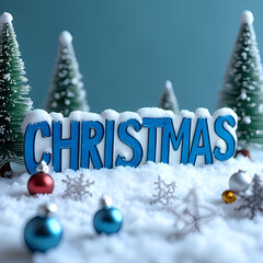 Glass Christmas Title with Festive Details

