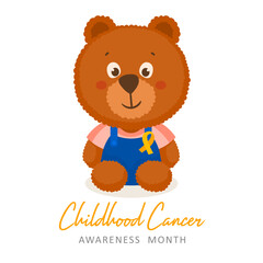 Holding a yellow ribbon in support of childhood cancer