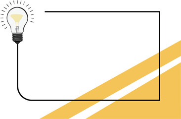 minimal light bulb frame design with yellow stripes  modern blank template with idea concept illustration  creative border layout for notes, quotes, or content