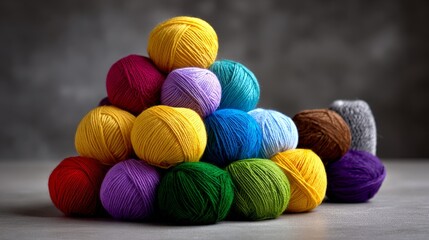Chaotic Pile of Colorful Wool Yarn in Half-Finished Arrangement