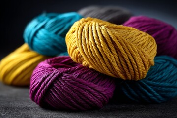 Colorful Close-Up of Tangled Wool Yarn Strands in Macro Photography